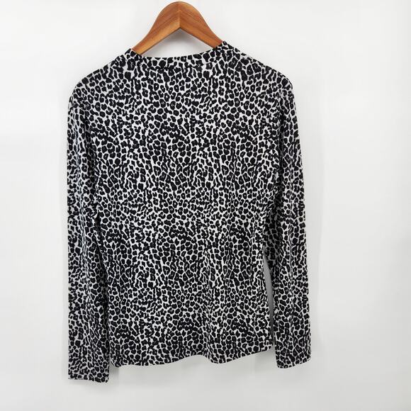 Bailey's Blossoms Women's Large Long Sleeve Animal Print T-Shirt Black White NWT - Picture 2 of 5